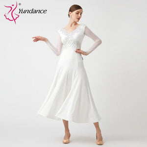 Women's Standard Ballroom Waltz Dress With Rhinestones Multicolor For Competition