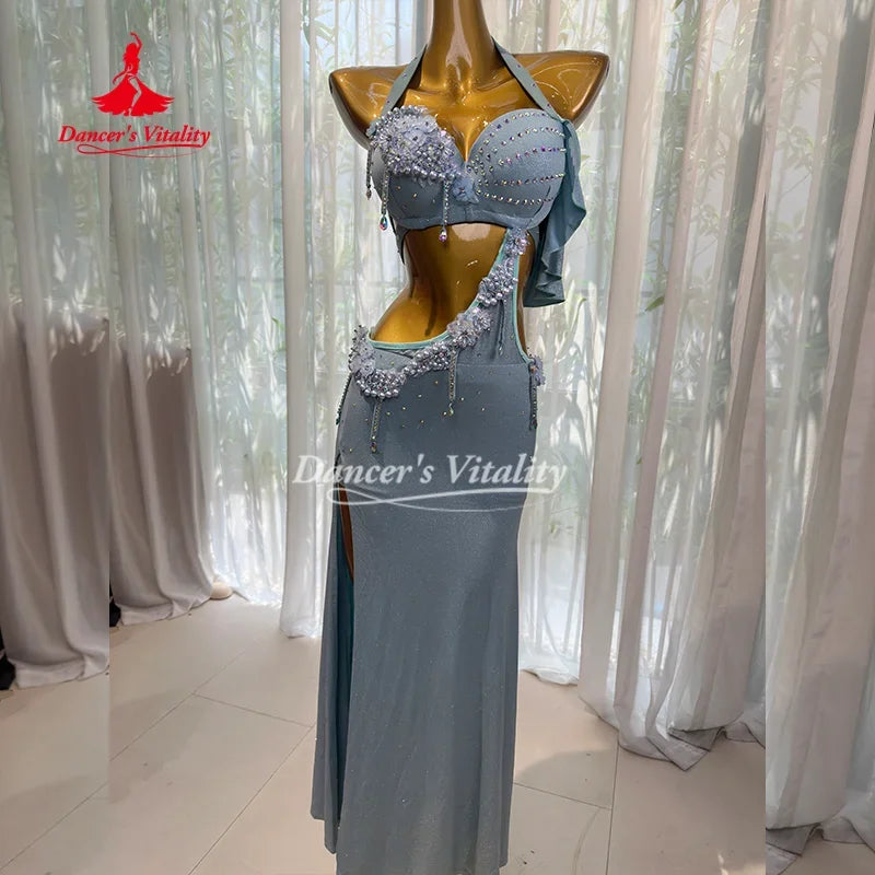 BellyDance Costume for Women Customized Exquisite Pearl Tassel Performance Costume Adult Oriental Dance Competition Clothing