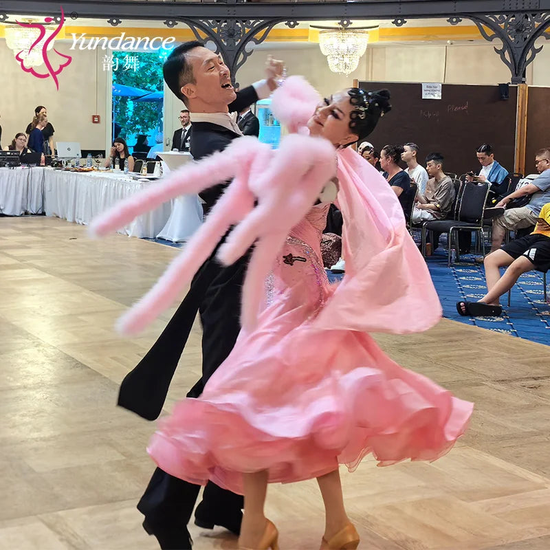 Women's Standard Ballroom Waltz Competition Dress With Rhinestones Multicolor