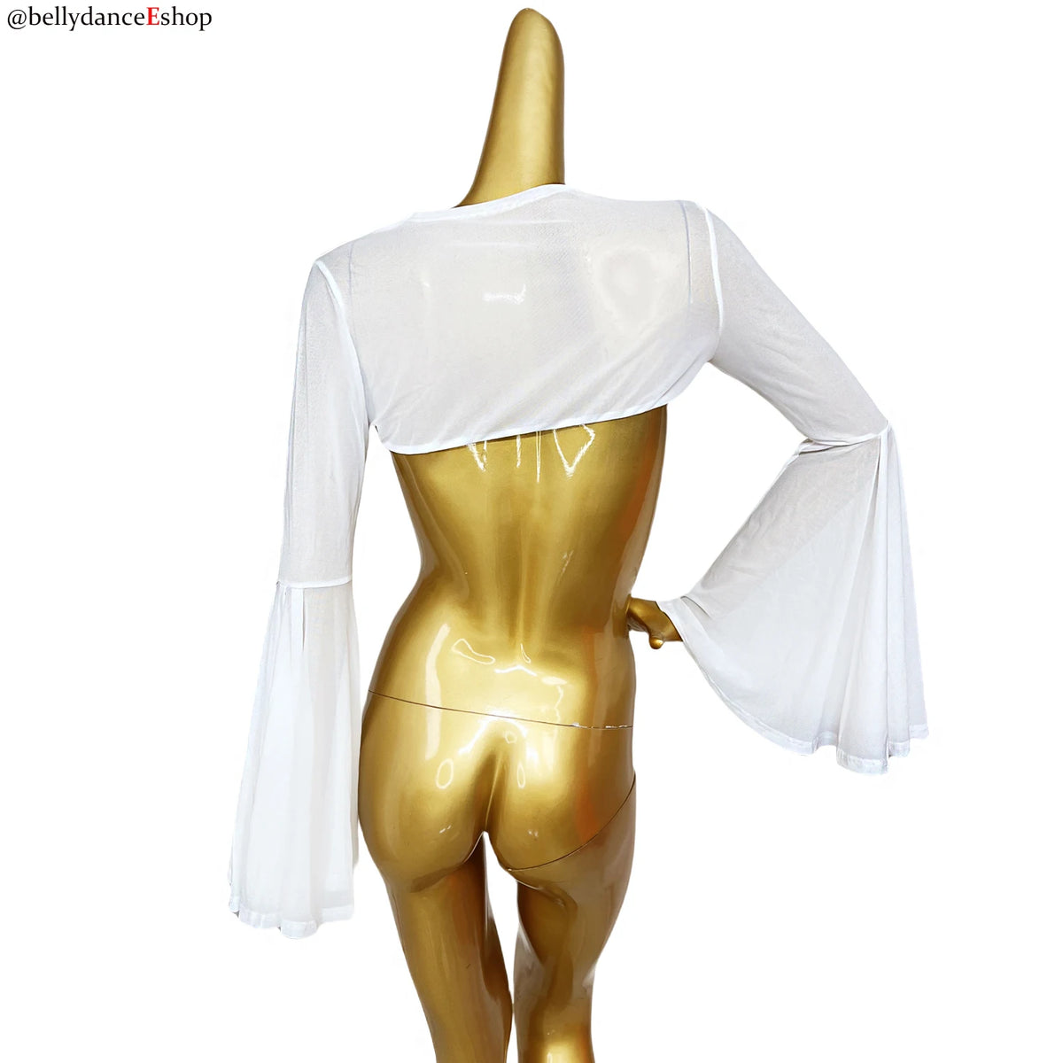 Women's Black Mesh Bell Sleeve Shrug Top for Belly Dance