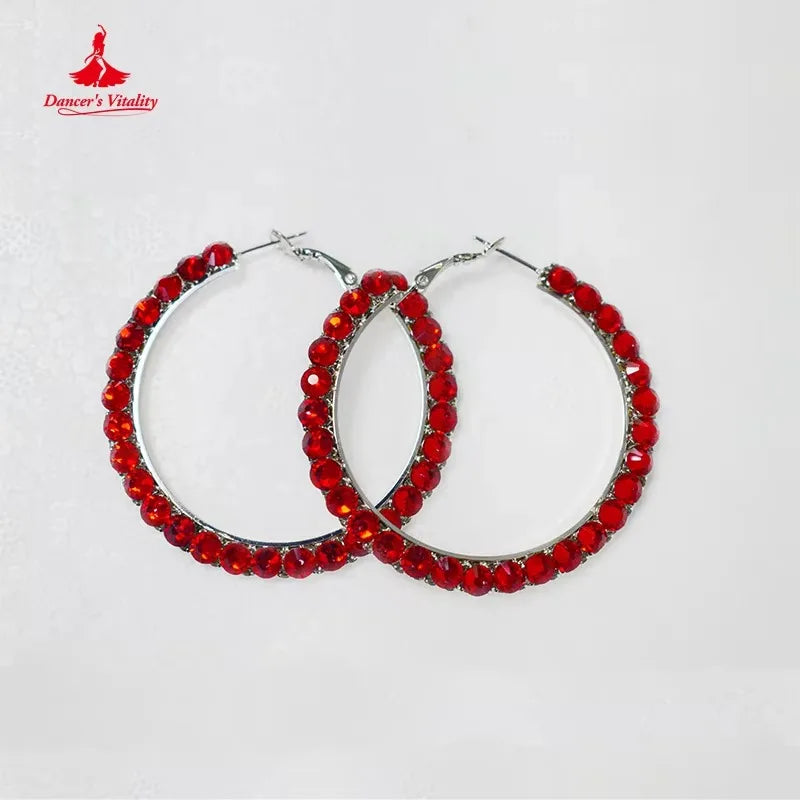 Women's Black and Red Ombre Beaded Long Sleeve Ballroom Dance Dress