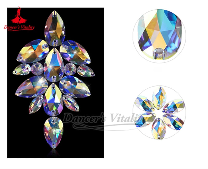 Dance Headpiece Women's Clear AB Rhinestone Crystal Forehead Hair Jewelry Latin Ballroom Dance