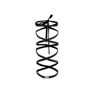 Women's Black Cold Shoulder Fringe Latin Dance Dress with Criss-Cross Cut-Outs