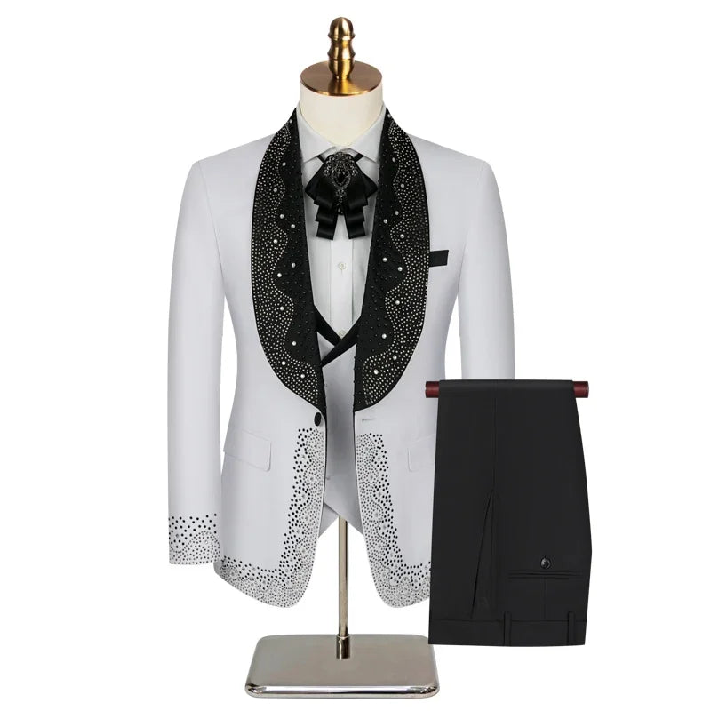 Men's 2-Piece Tuxedo Suit With Shawl Lapel One-Button Blazer For Weddings And Formal Events