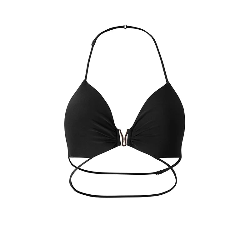 Women's Black Halter Neck Dolman Sleeve Fringe Hem Latin Dance Dress