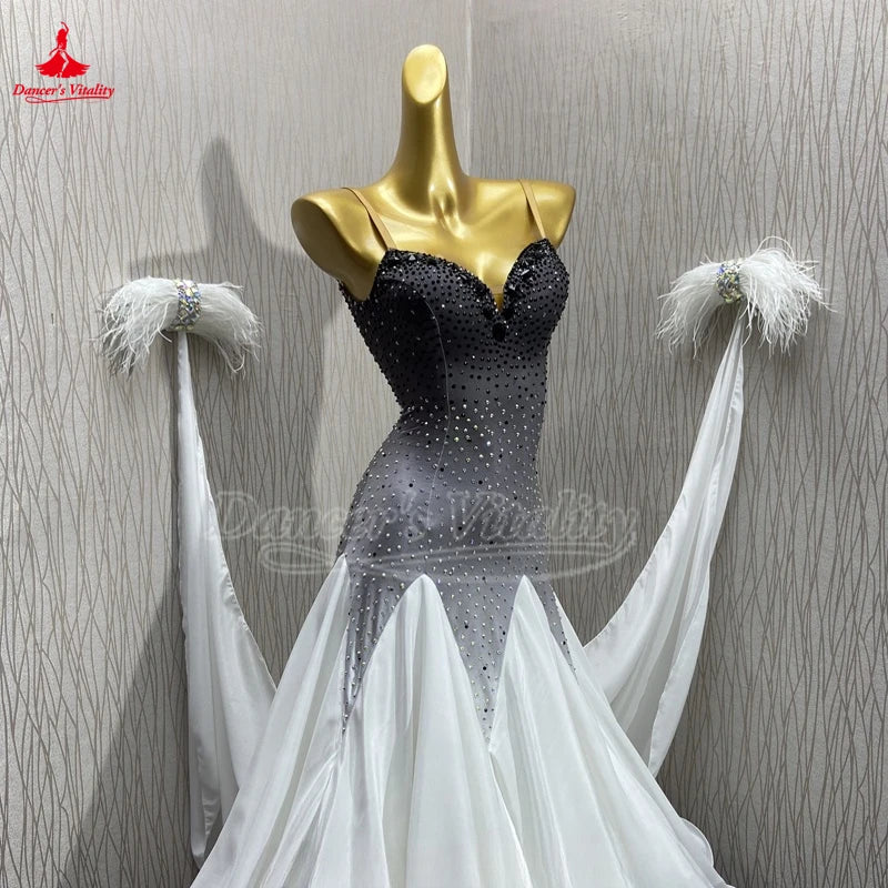 Women's Ballroom Standard Dance Dress Sleeveless Full Swing Skirt For Competition