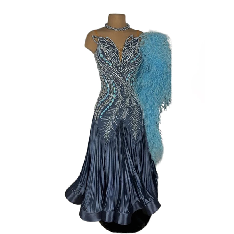 Women's Standard Ballroom Dance Dress With Full Swing Skirt For Competition Waltz Foxtrot Quickstep Tango