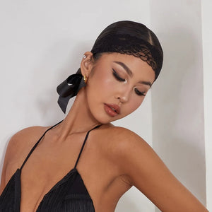 Lace Headband for Women, Black Satin Tie Back Head Scarf, Elegant Dance Accessory