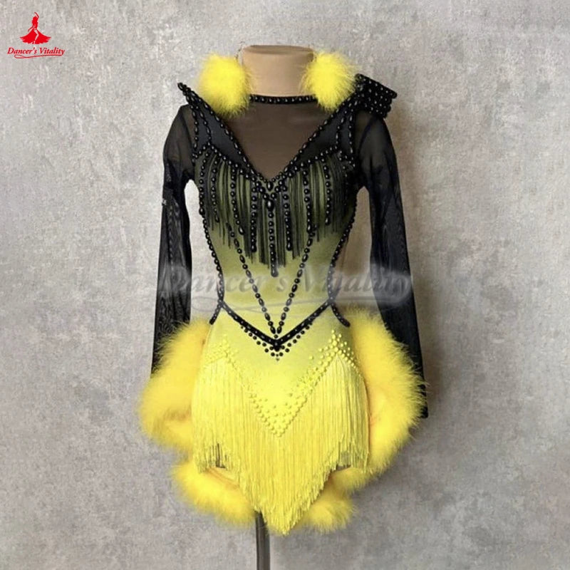 Customizable Latin Ballroom Dance Dress Cha-Cha Samba Rumba For Youth And Adults Competition