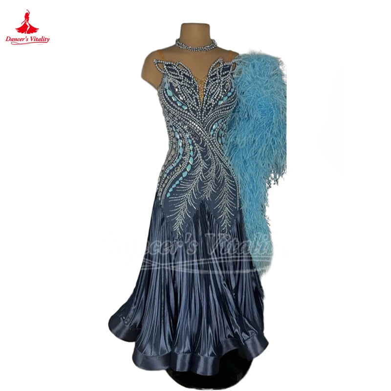 Women's Standard Ballroom Dance Dress With Full Swing Skirt For Competition Waltz Foxtrot Quickstep Tango