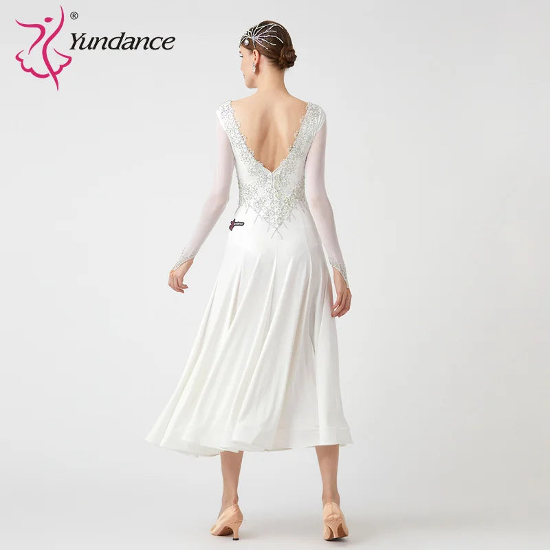 Women's Standard Ballroom Waltz Dress With Rhinestones Multicolor For Competition