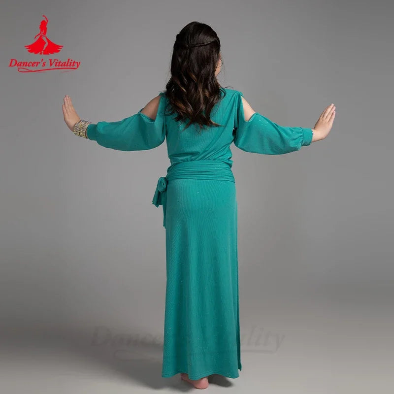 Girls' Belly Dance Practice Costume 2-Piece Modal Set With Robe And Belt
