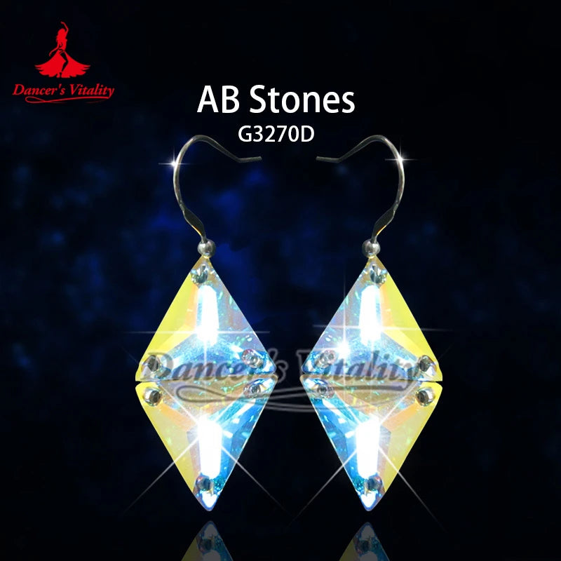 Earrings Women's Iridescent Crystal Drop Hook Earrings for Ballroom Latin Dance
