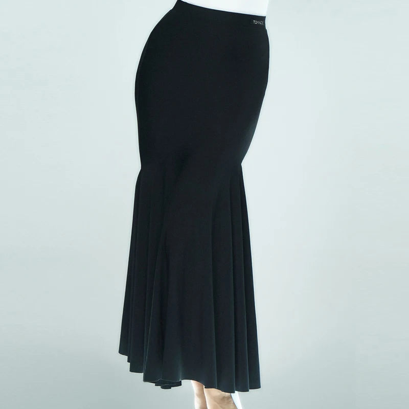 Women's Black V-Neck Long Sleeve Ruffle Latin Dance Dress