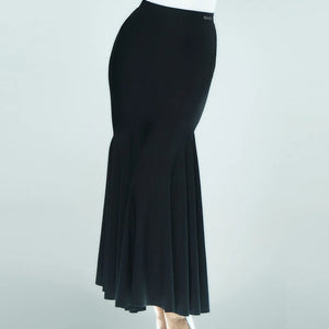 Women's Black V-Neck Long Sleeve Ruffle Latin Dance Dress