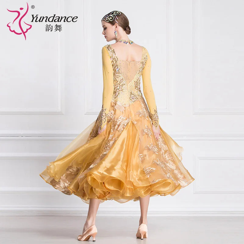 Women's International Standard Ballroom Dance Dress Organza For Competition