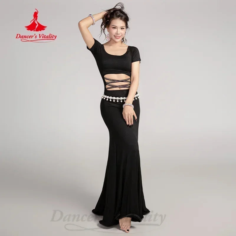 Women’s Belly Dance Practice Dress With Fishtail Hem Modal Fabric For Training