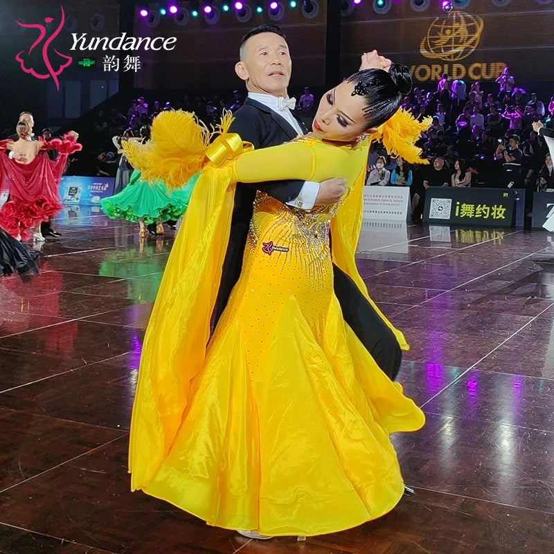 Women's Standard Ballroom Waltz Dress With Rhinestones Multicolor For Competition