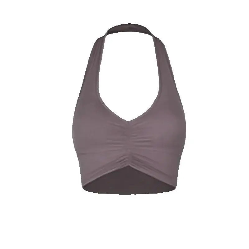 Women's Halter Neck Ruched Crop Top & Layered Fringe Latin Dance Skirt Set