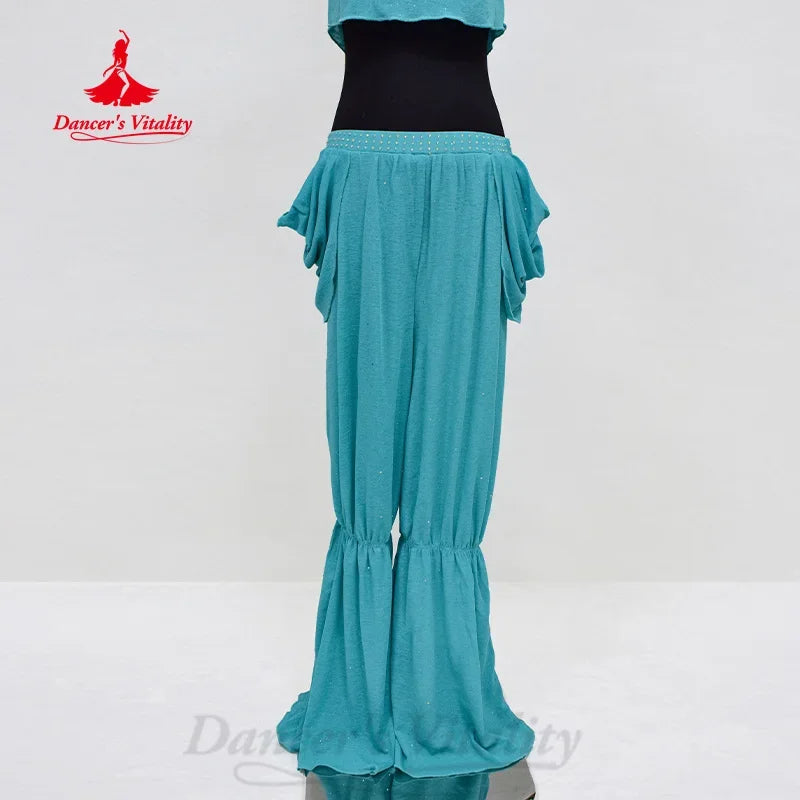 Children's Belly Dance Practice Set With Short-Sleeve Top And Pants, 2-Piece