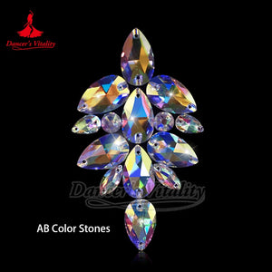 Dance Headpiece Women's Clear AB Rhinestone Crystal Forehead Hair Jewelry Latin Ballroom Dance