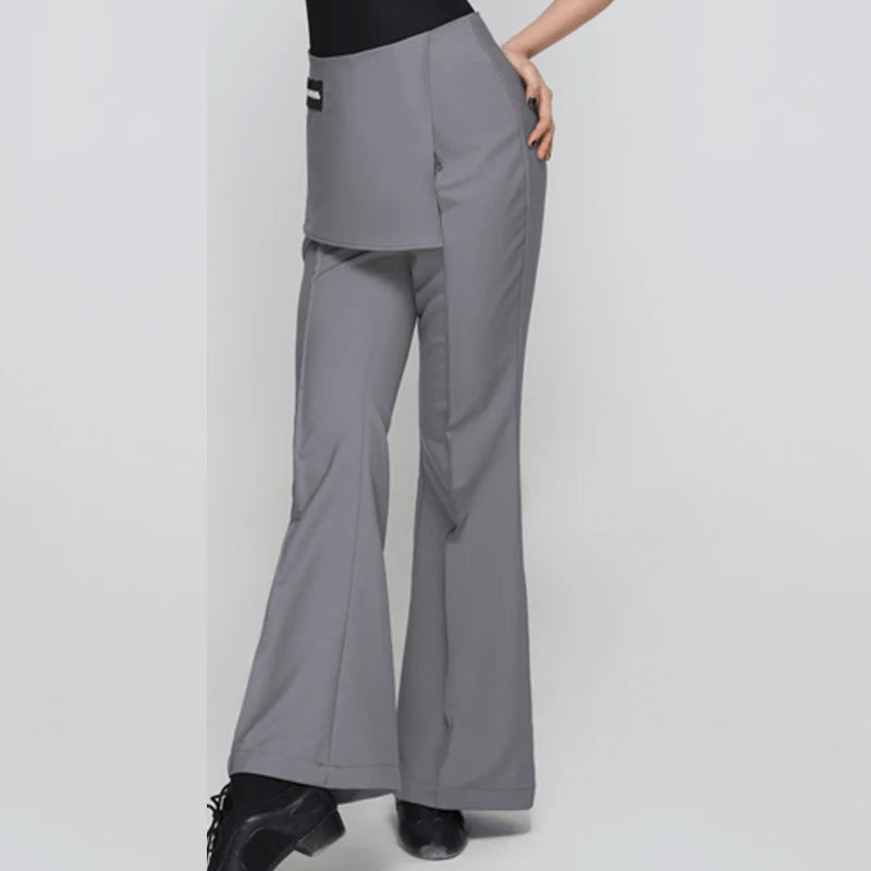 Women's White, Light Green, Black, and Gray Short Sleeve Mock Neck Dance Top with Flared Dance Pants