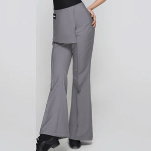 Women's White, Light Green, Black, and Gray Short Sleeve Mock Neck Dance Top with Flared Dance Pants