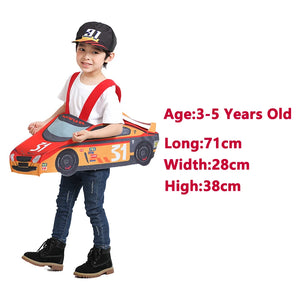 Kids' Red Race Car, Yellow School Bus, Blue Train Carrier Costume for Playtime