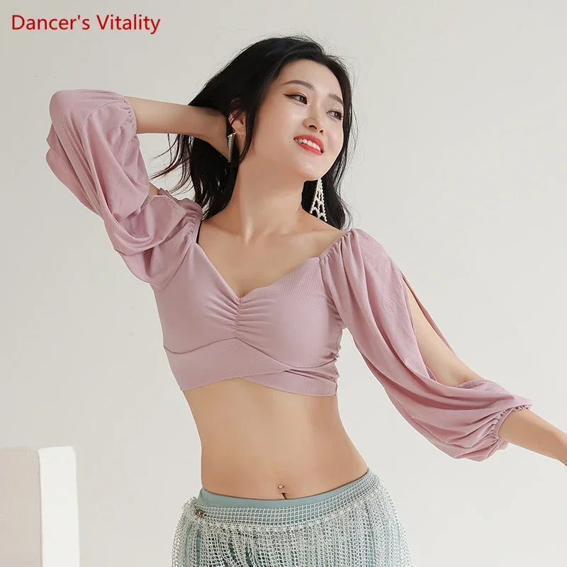 Women's Belly Dance Practice Top Slim-Fit Blouse For Training