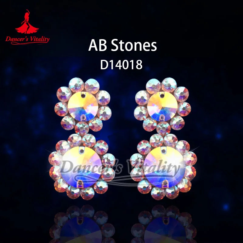 Rhinestone Earrings Women's AB Color Crystal Flower Drop Earrings Ballroom Dance Latin Salsa Competition Jewelry
