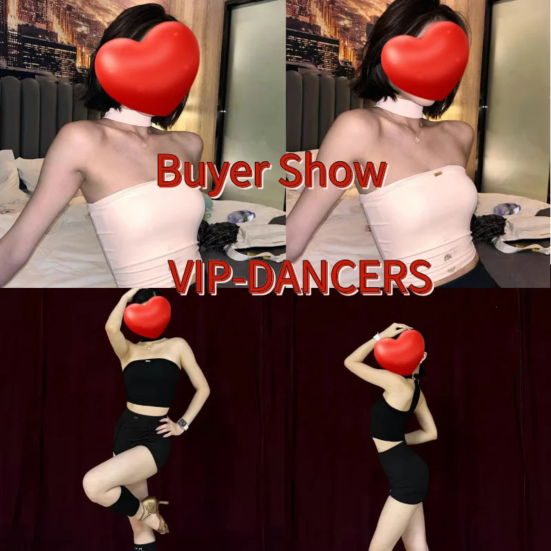 Women's Black Strapless Halter Neck Unitard with High-Waist Leggings, Stretch Fabric, Latin Ballroom Dance