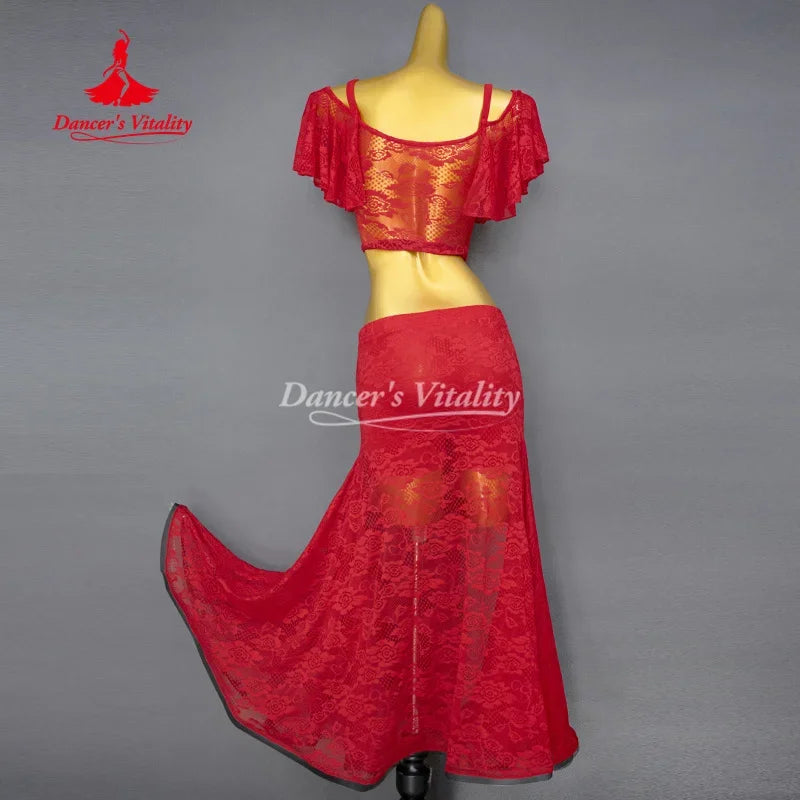 Belly Dance Practice Set With Lace Fabric For Women And Children