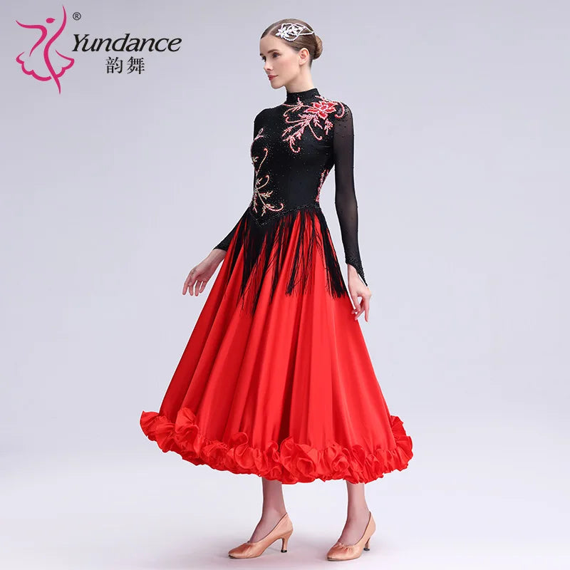 Women's Ballroom Dance Skirt International Standard Chiffon For Practice And Performance