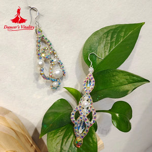 Dance Earrings Women's Iridescent AB Rhinestone Hoop Earrings, Ballroom Latin Salsa Dance Jewelry