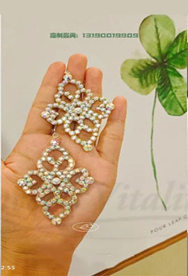 Dance Earrings Women's Iridescent AB Rhinestone Hoop Earrings, Ballroom Latin Salsa Dance Jewelry