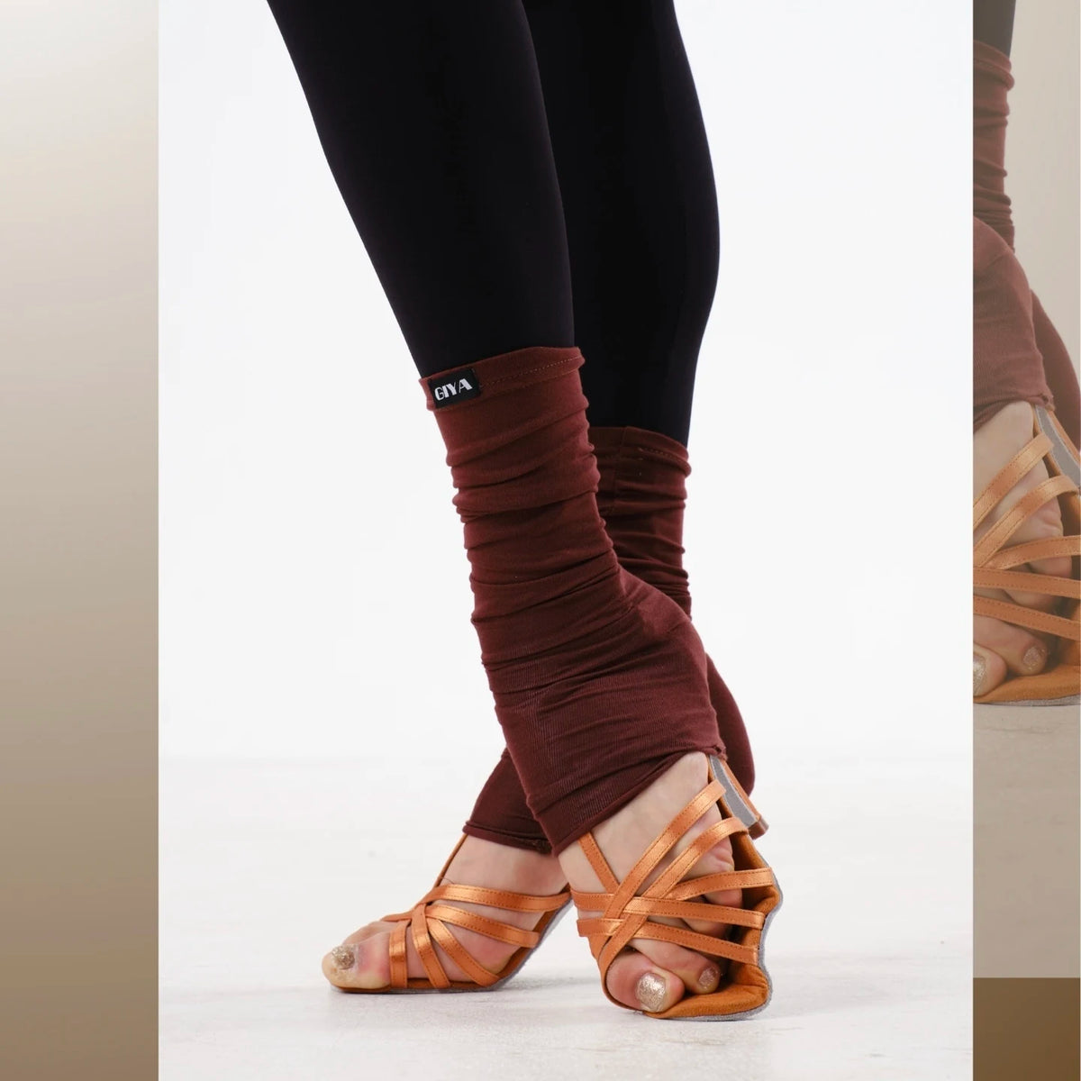 Dance Leg Warmers Women's White Ruched Mesh Knit for Ballroom Latin Dance