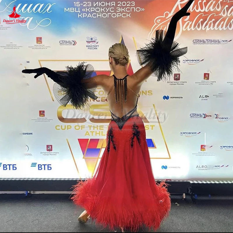 Women's Standard Ballroom Dance Dress Sleeveless Backless For Competition Performance