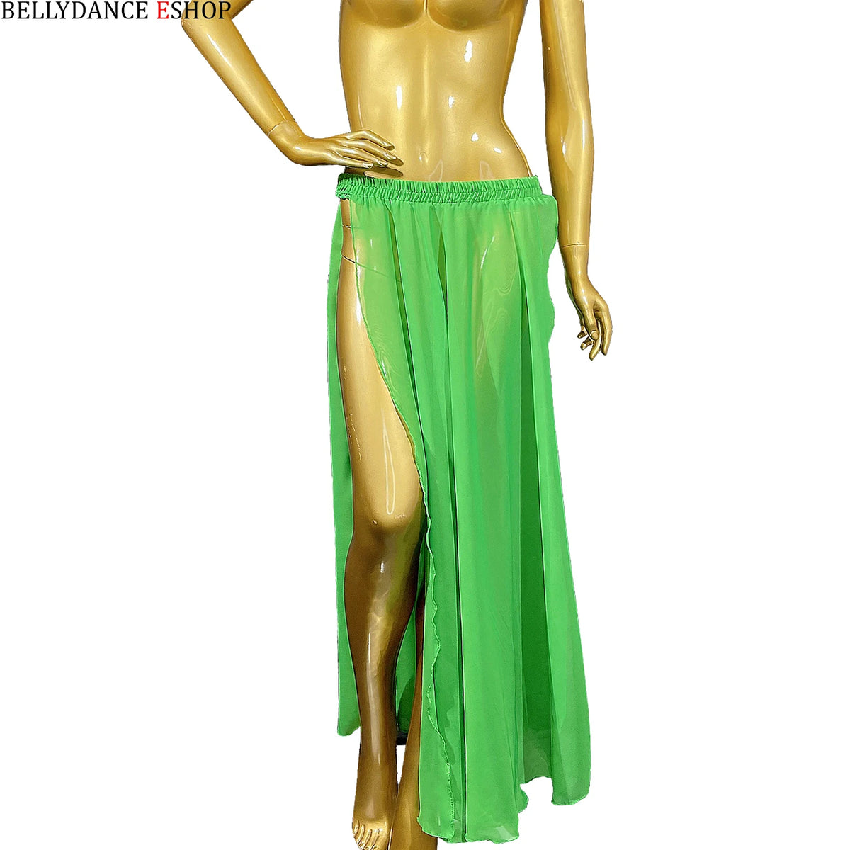 Dance Skirt Women's Red, Blue, Green Sheer Chiffon High Slit Maxi Skirt for Belly Dance