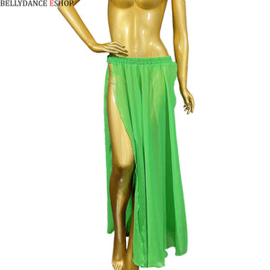 Dance Skirt Women's Red, Blue, Green Sheer Chiffon High Slit Maxi Skirt for Belly Dance