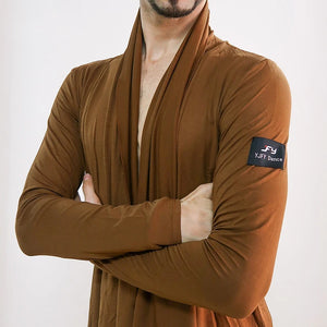 Men's Black Loose Fit Long Cardigan V-Neck Top and Trousers Modern Dancewear