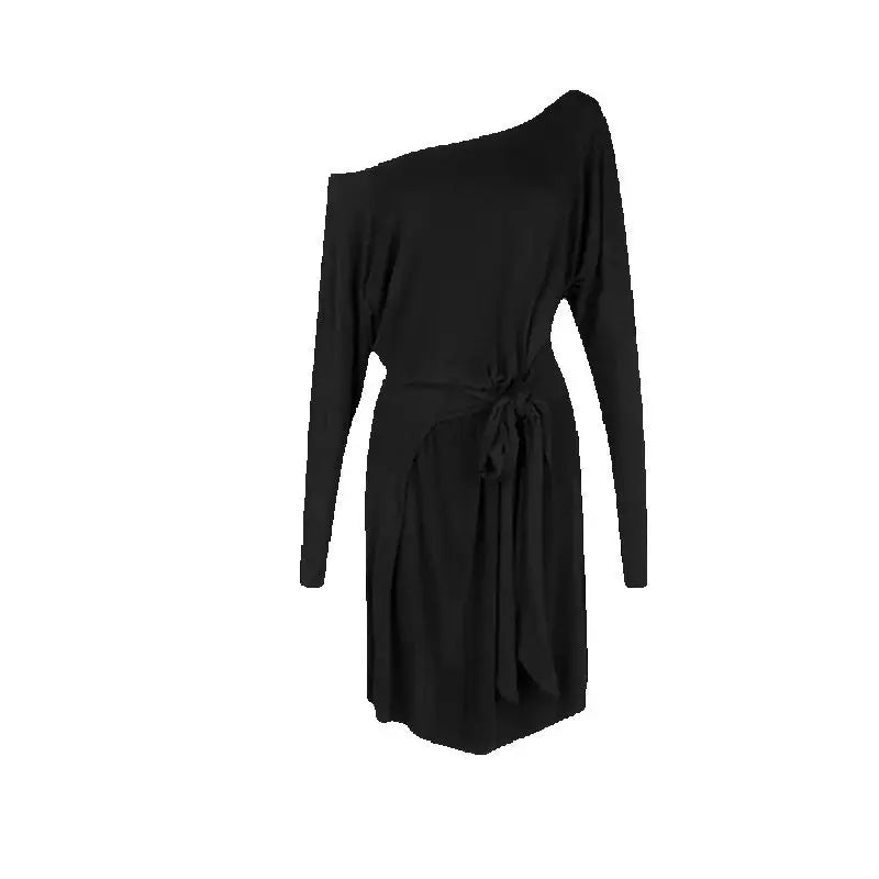 Dance Dress Women's Off Shoulder Batwing Sleeve Tie-Waist Ballroom Latin Practice Top