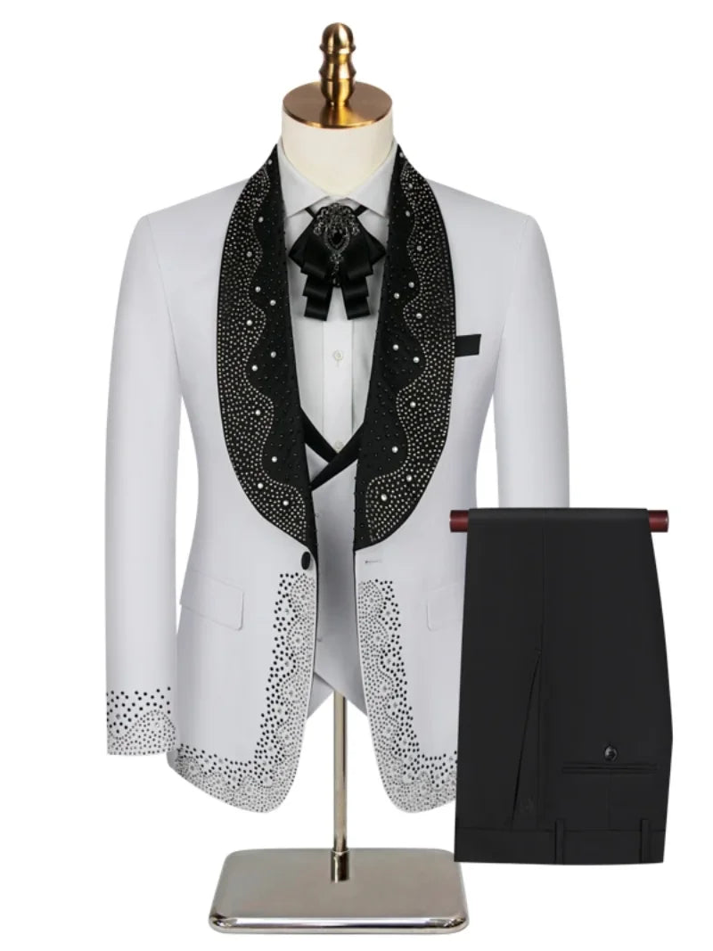 Men's 2-Piece Tuxedo Suit With Shawl Lapel One-Button Blazer For Weddings And Formal Events