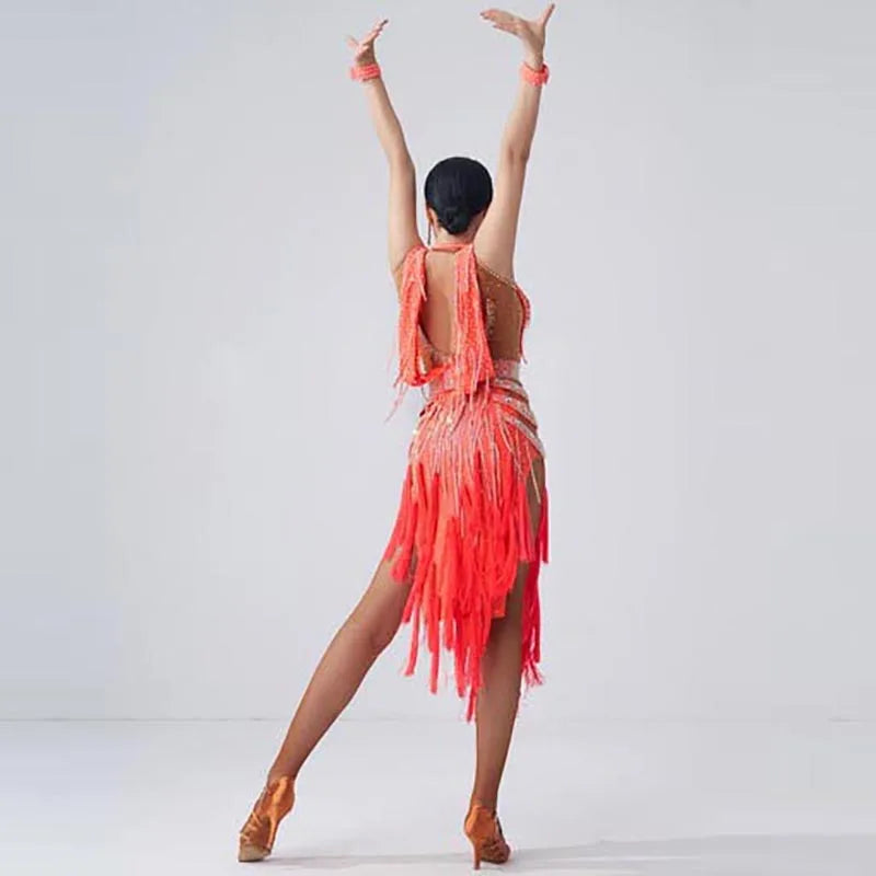 Women's Fringe Latin Ballroom Dance Dress For Competition