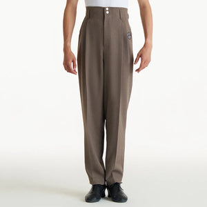 Men's Black and Brown High-Waisted Pleated Ballroom Dance Trousers