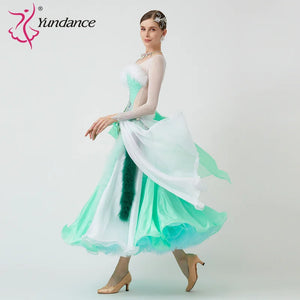 Women's Standard Ballroom Waltz Dress With Rhinestones Multicolor For Competition