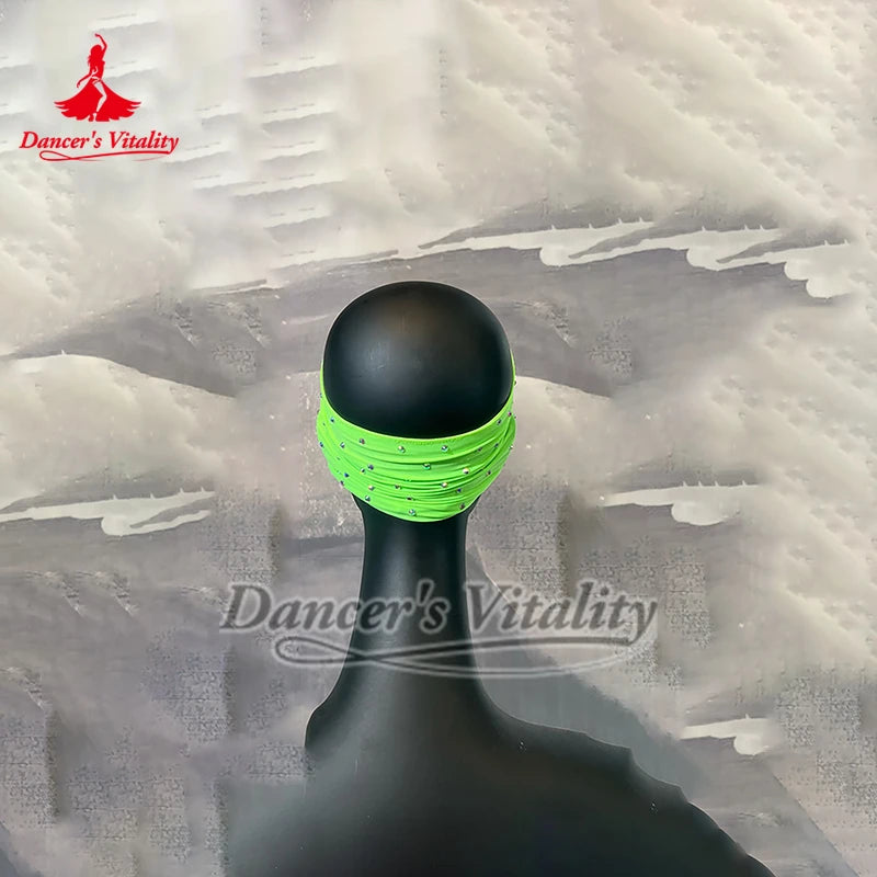 Dance Headband Women's Fluorescent Yellow Rhinestone Knot Turban Headband for Latin Ballroom Dance