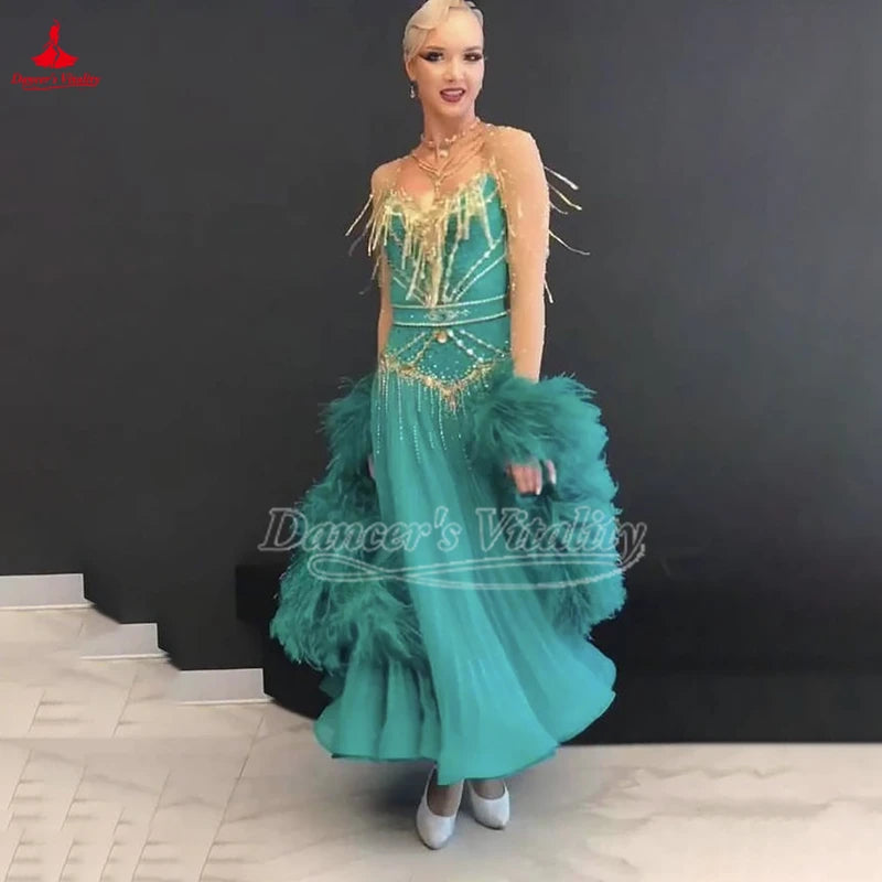 Girls' Kids & Teens International Standard Ballroom Dress For Waltz, Foxtrot, Tango, Quickstep Competition