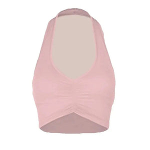 Women's Halter Neck Ruched Crop Top & Layered Fringe Latin Dance Skirt Set