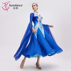 Women's International Standard Ballroom Dance Dress With Ombre Fabric For Competition