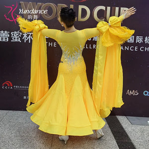 Women's Standard Ballroom Waltz Dress With Rhinestones Multicolor For Competition